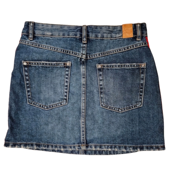 Zara Trafaluc TRF Denim Jean Mini Skirt w/Red & White Stripes size XS EUC - Picture 3 of 7